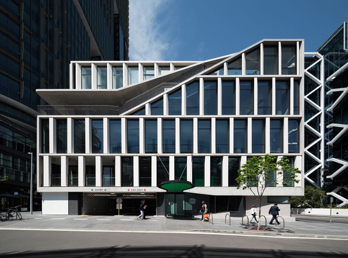  Landmark commercial gateway building and rooftop bar at Barangaroo Sydney designed by Durbach Block Jaggers Architects Sydney for Lend Lease.