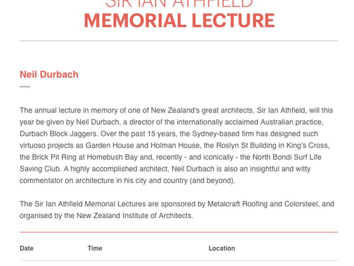  Sir Ian Athfield Memorial Lecture