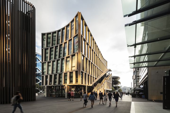  Landmark commercial gateway building and rooftop bar at Barangaroo Sydney designed by Durbach Block Jaggers Architects Sydney for Lend Lease.