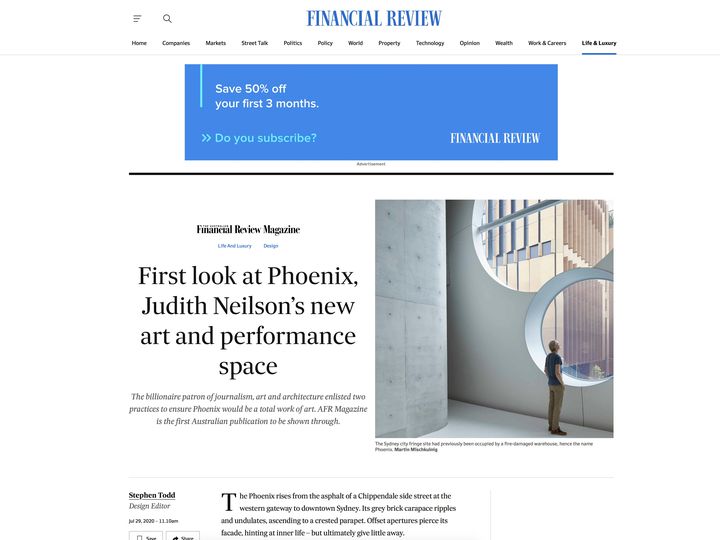  Phoenix Central Park Featured article in The Australian Financial Review Magazine.