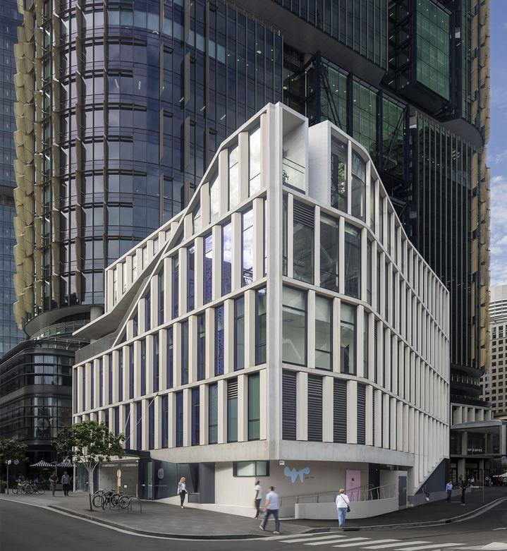  Landmark commercial gateway building and rooftop bar at Barangaroo Sydney designed by Durbach Block Jaggers Architects Sydney for Lend Lease.