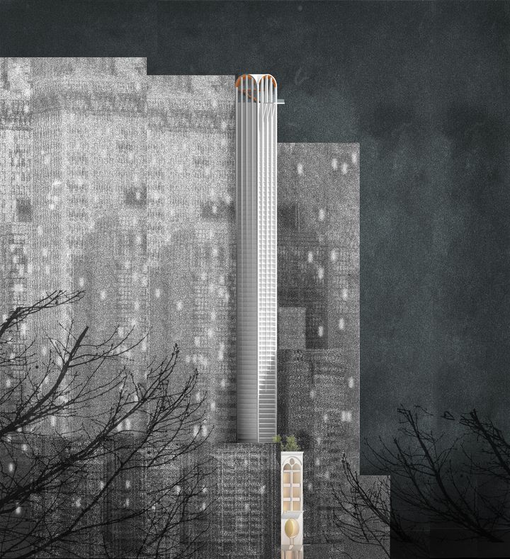  Winning competition entry for a high rise pencil tower competition at Pitt Street Haymarket Sydney designed by Durbach Block Jaggers
